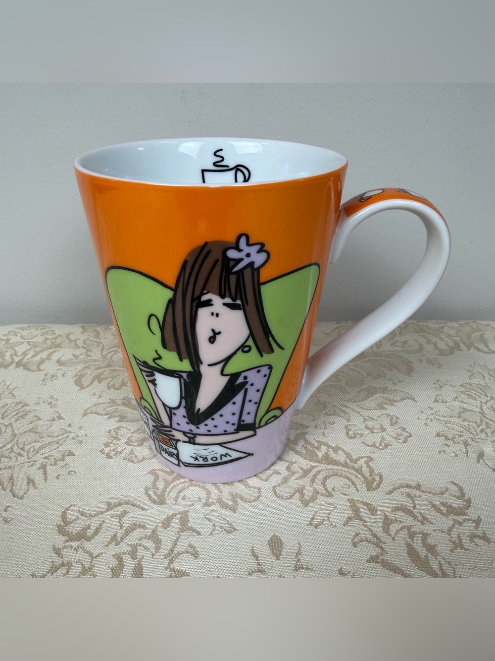 Emerson Design Whimsical Coffee Mug, Cream, Sugar